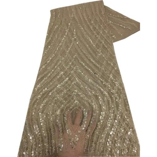 SJ Lace African Lace Fabric 2021 High Quality Handmade Beaded Lace French Nigerian Tulle Lace Fabrics For Wedding Sewing x3-71