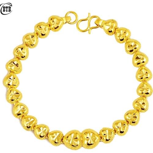 Thick 18K Gold Fashion Romantic Love Bracelet Couple Luxury Cuff Bracelet Classic Jewelry Valentines Day Gift Wholesale