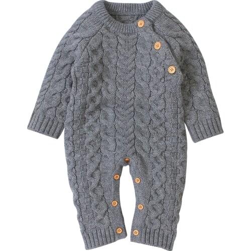 Unisex Baby Boy Girl Romper Knitted Baby Clothes Newborn Toddler Solid Long Sleeve Jumpsuit Overalls Infant One Piece Outfits
