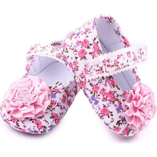 Baby Shoes Girl Breathable Floral Print Anti-Slip Shoes Casual Walking Shoe Toddler Soft Soled First Walkers