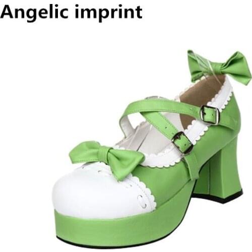 Angelic imprint handmade woman mori girl lolita cosplay shoes lady high heels pumps women princess dress party shoes 7.5cm 9829