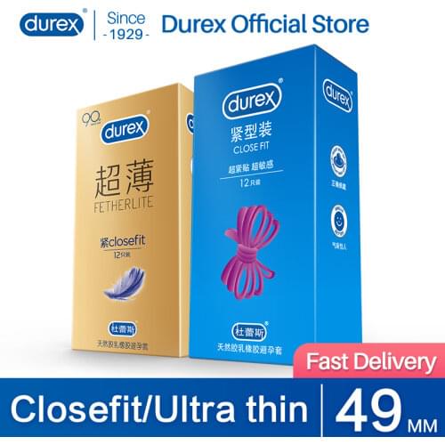 Durex Condom 30pcs Tight Small Size 49mmm Natural Latex Thin Extra Lube Condom Penis Sleeve Adult Safe Sex Toys Products for Man