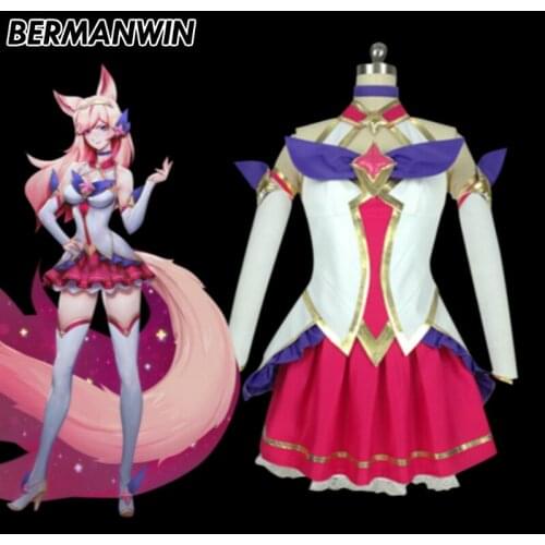 BERMANWIN High Quality LOL Star Guardian Nine-Tailed Fox Ahri Costume Adult Women Halloween Cosplay Costume