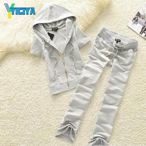 YICIYA 2021 sportswear womens summer two piece short sleeve trousers hooded summer slim fashion casual wear women,tracksuit