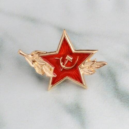 Great Patriotic War Leaf CCCP Red Star Sickle Hammer Symbol Pin Badge Outside Clothing Backpack Jewelry Gift