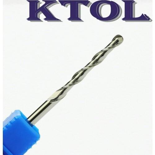 1/8'' Shank 2 Spiral Flute Ball Nose End Mill Solid Carbide Engraving Bit 3D CNC Wood Tools Milling Cutter Router Bits CEL8-52mm