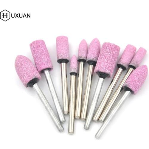 10pcs Abrasive Pink Mounted Stone Rotary Tool Grinding Wheel 1/8 Shank