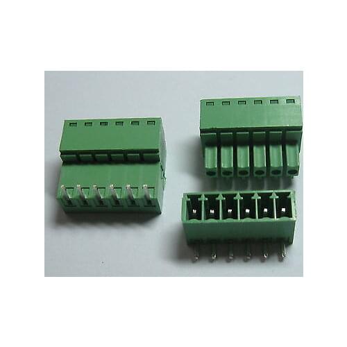 12 pcs Screw Terminal Block Connector 3.81mm Angle 6 pin Green Pluggable Type