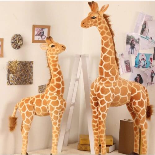 140cm Giant Real Life Giraffe Plush Toys Cute Stuffed Animal Dolls Soft Animal Deer Doll High Quality Birthday Gift Kids Toys