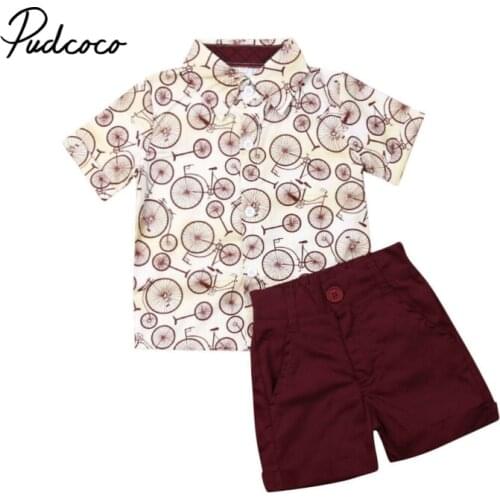 2019 Summer new Clothing Sets boy Cotton casual childrens wear Baby Boys Dress shirt+ Shorts Pants 2 Pcs Clothes Sets