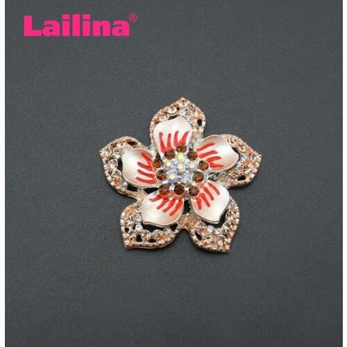 20pcs/lot Rhinestone Crystal Hawaiian Flower Brooch For Party
