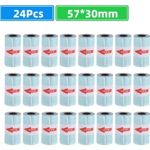 24 Rolls Thermal Paper with Self-adhesive Printable Sticker Paper Roll Direct 57*30mm for PeriPage A6 Pocket PAPERANG P1/P2