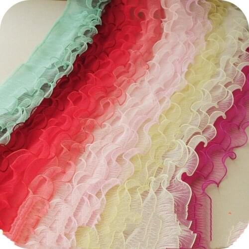 3M/lot Three layer organ pleated ruffled lace for crafts handmade DIY cloth accessories