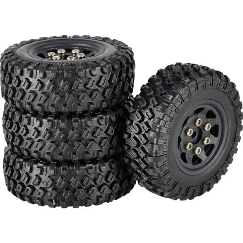 4PCS 49*18mm Micro Wheel Beadlock Rims Rubber Tires for 1/24 RC Crawler Car Axial SCX24 90081