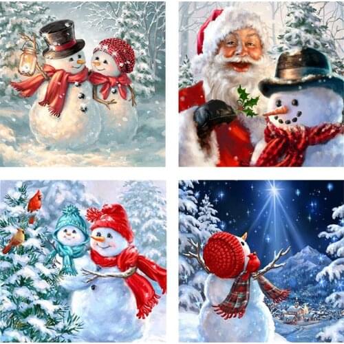 5d Diamond Painting Square Santa Claus Snowman Diamond Embroidery Full Drill Rhinestone Picture Mosaic Christmas Decoration