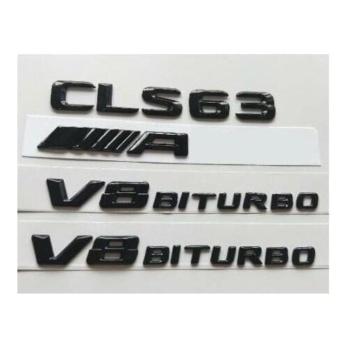 Gloss Black 3D Letters CLS63 AMG V8 BITURBO Emblems Badges for Mercedes