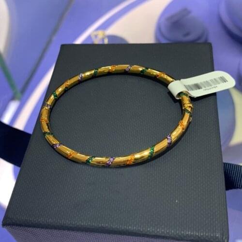 Brand 1:1Luxury Brand Bangle Gold Color High Quality Multicolor Zirconia Cross Tribal Bangle Women Mana Bracelet Jewelry