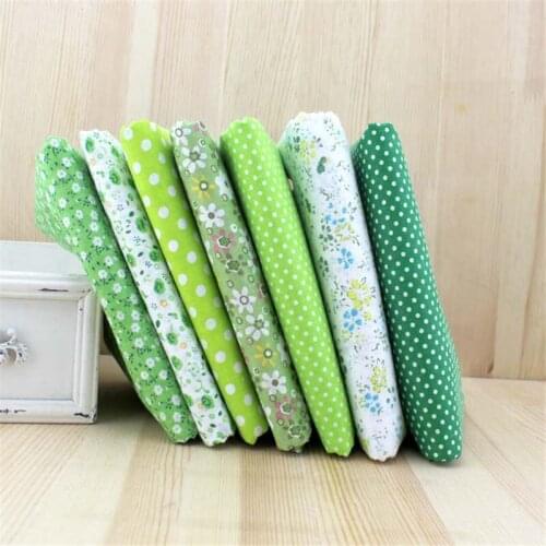 CF733 Green Colors Dots/Stripe/Grid/Flower 50x50cm 7 in one set 100% Cotton Fabrics For DIY Handmade Manual Patchwork Materials