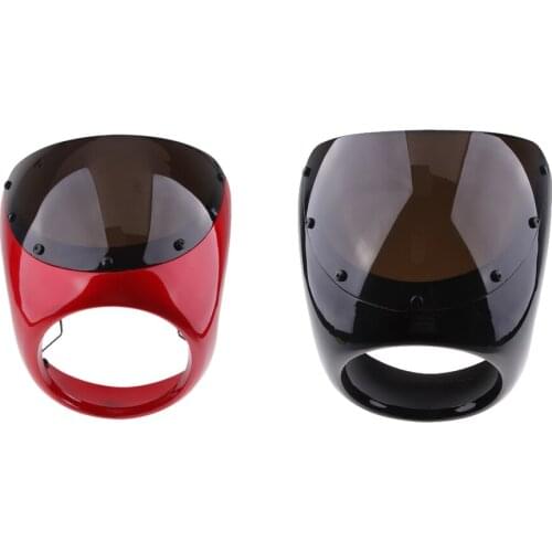 2x Motorcycle 7 inch Headlight Fairing Cover & Smoke Retro Cafe Racer Drag, Fits for 16.5-18mm Round Headlights (Black+Red)