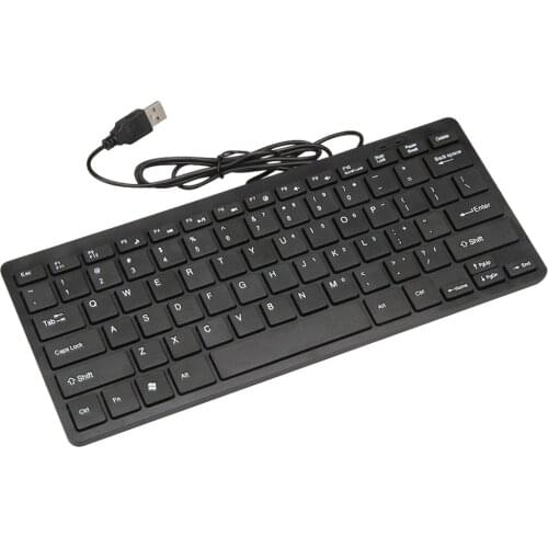 With Thai Arabic Russian Hebrew sticker Black Ultra thin Quiet Small Size 78 Keys Mini Multimedia USB Keyboard For Laptop PC
