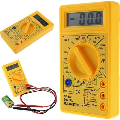 OOTDTY DT832 Digital Multimeter LCD DC AC Voltmeter Ammeter Ohm Tester
