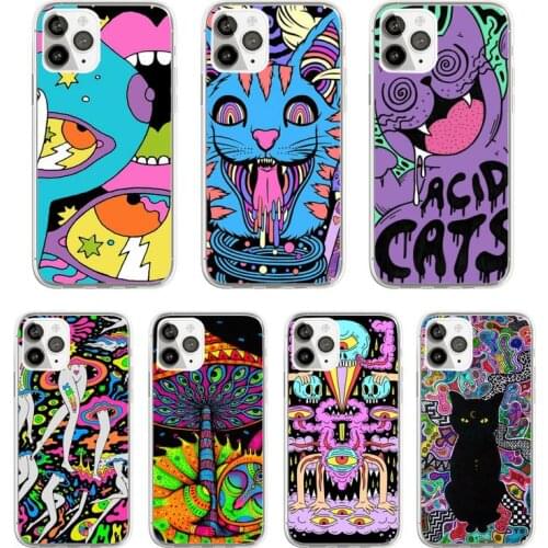 Colourful Psychedelic Trippy Phone Case Transparent for iPhone 11 12 mini pro XS MAX 8 7 6 6S Plus X 5S SE 2020 XR