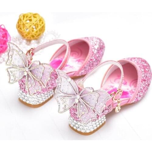 Disney Elsa Princess Sandals for Girls Glitter Flat Shoes Baby Crystal Snowflake Frozen Shoes Halloween Dancing Party