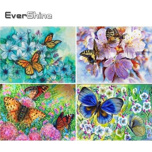 EverShine DIY Diamond Embroidery Butterfly Full Square 5D Diamond Mosaic Animal Rhinestone Art Painting Cross Stitch Wall Art