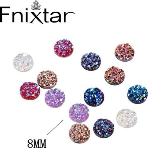 Fnixtar 100pcs/lot Faux Druzy Resin Cabochon Round 8mm( 1/3") Dia