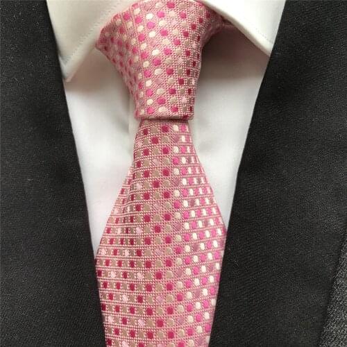 10 cm Width New Design Mens Formal Ties Jacquard Woven Neck Tie Pink Polka Dots Corbatas Neckties
