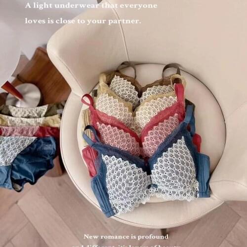 Autumn Winter New Peacock French Lace Fashion Collection Soft Underwire Bra Panties Underwear Set Push Up Cotton Thick Lingerie