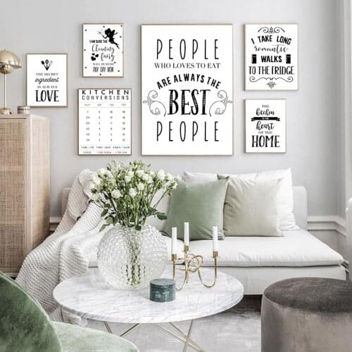 Kitchen Decoration Kitchen Typography Quotes Posters And Prints Black White Canvas Painting Kitchen Wall Art Pictures Decor