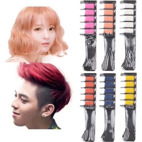 Pro 6 Colors Mini Disposable Hair Color Dye Comb Personal Salon Use Temporary Crayons Hair Dyeing Tool Color Chalk Easy To Use