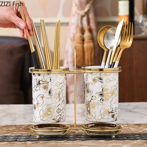 Minimalist Chopsticks Storage Rack Ceramic Chopsticks Barrel Tableware Draining Rack Organizer Storage Box Kitchen Accessories