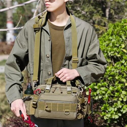Multifunctional Fishing Tackle Bags Single Shoulder Crossbody Bag Waist Pack Fish Lures Gear Utility Storage Fishing Bag XA503Y
