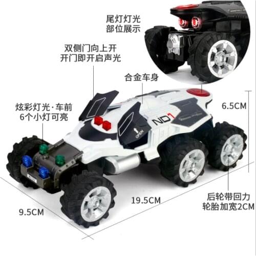 Six wheel space vehicle star exploration vehicle sound light voice recoil alloy car model childrens toys birthday white car