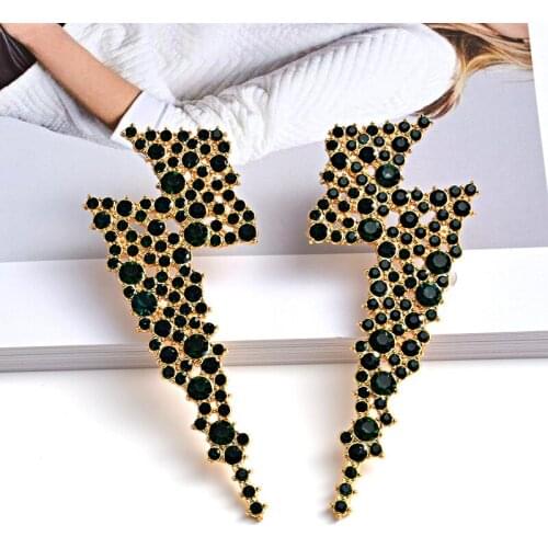 Fashion Geometric Crystal Dangle Drop Earrings For Women Big Lightning Shaped Earring For Women Statement Jewelry