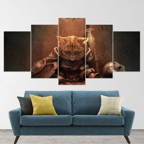 Canvas Wall Art 5 Piece Prints Cavalier Cat Posters Modular Pictures Home Modern Animal Decor Paintings Living Room Decoration