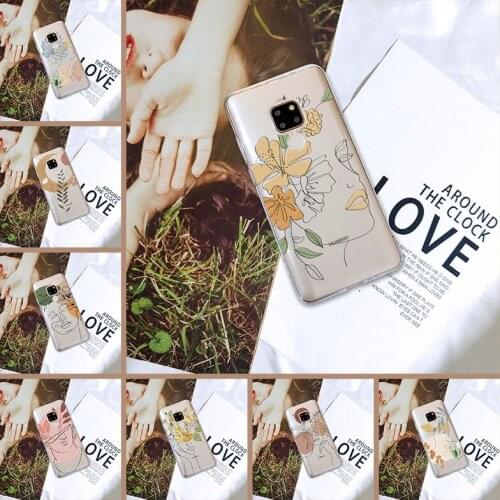 Soft Silicone Case For Huawei Mate 9 10 20 Pro Flower Girl Art Face Back Cover For Huawei Mate 7 8 9 10 20 Lite Phone Case
