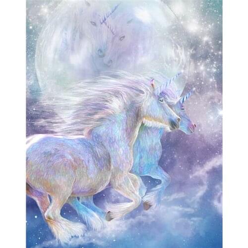 White unicorn 3D Diamond Painting Full Square Diamond Embroidery masaic Wall Decor drill rhinestone pasted Crafts gift A5563R