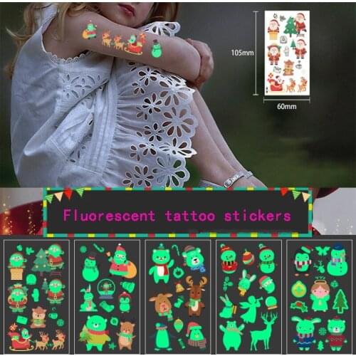 10 pieces 1 set of luminous tattoo stickers Halloween Christmas waterproof fluorescent tattoo stickers holiday various patterns