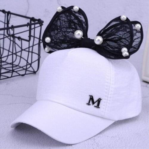 Seioum Big Bow New Baseball Cap Lovely Korea Kids Girls Adjustable Net Cap Fashion Cartoon Patten Children Hats Bone