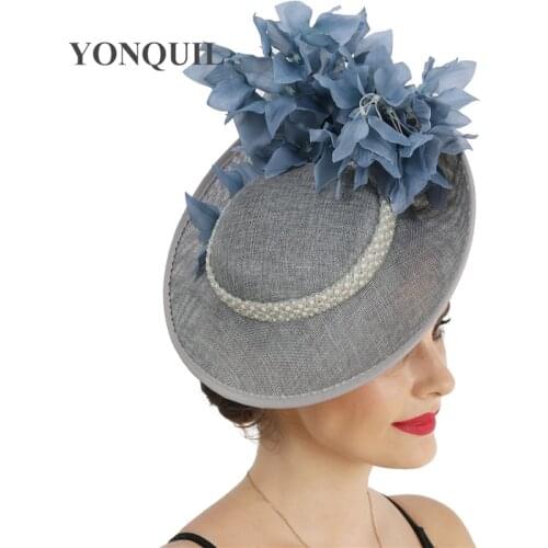 New Fashion Big Dish Hat Fascinator For Women Wedding Kenducky Headpiece With Hair Clip Flower Fancy Millinery Cap Headbands