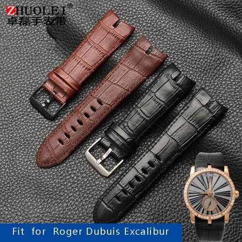 New design 26mm hight quality Genuine Leather watchband strap special for Roger Dubuis EXCALIBUR series bracelet dial RDDBEX0405