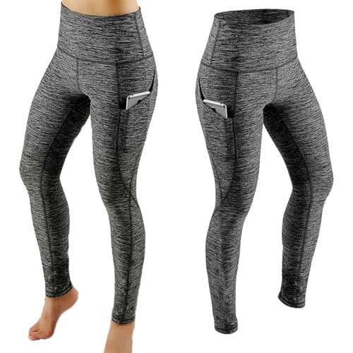 Pocket Solid Sport Yoga Pants High Waist Mesh Sport Leggings Fitness Women Yoga Leggings Training Running Pants Sportswear