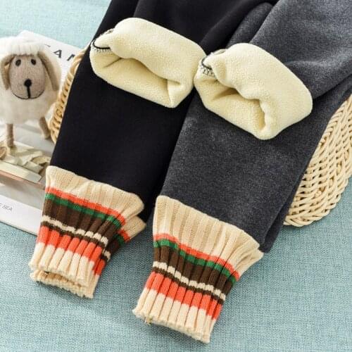 Autumn and Winter New Korean Style Girls' Velvet Padded Leggings Polar Fleece Thickened Childrens Pants