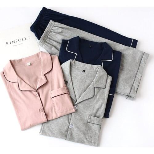 Couple Pajama Set 100% Cotton Crepe Couples Pajamas Sets Women Men Sleepwear Short Sleeve Shorts Soft Pyjamas Female Pajama Set
