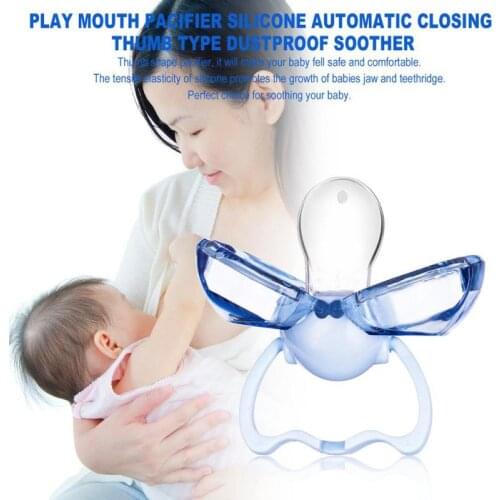 Flat Thumb Baby Pacifier With Anti-dust Cover Infant Silicone Nipples High-end Bionic Pacifier Safe Baby Feeding Baby Pacifier