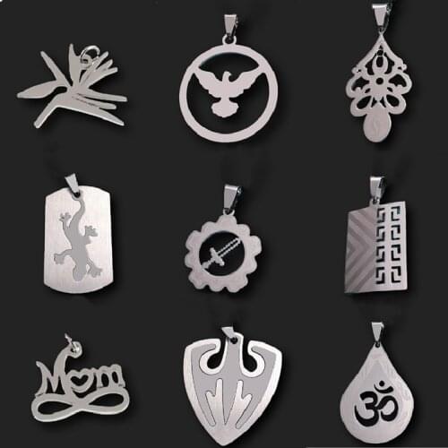 2pcs Hip-hop Style/Lizard/Eagle/Mama/Yoga/Geometric Stainless Steel Pendant DIY Charm Jewelry Crafts Making P675