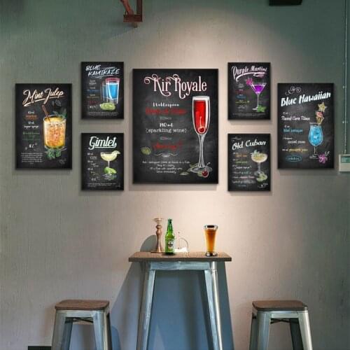 Black&White Simple Poster Canvas Print Restaurant Hotel Mural Wine Glass Fruit Drink Nordic Painting Industrial Style Home Decor